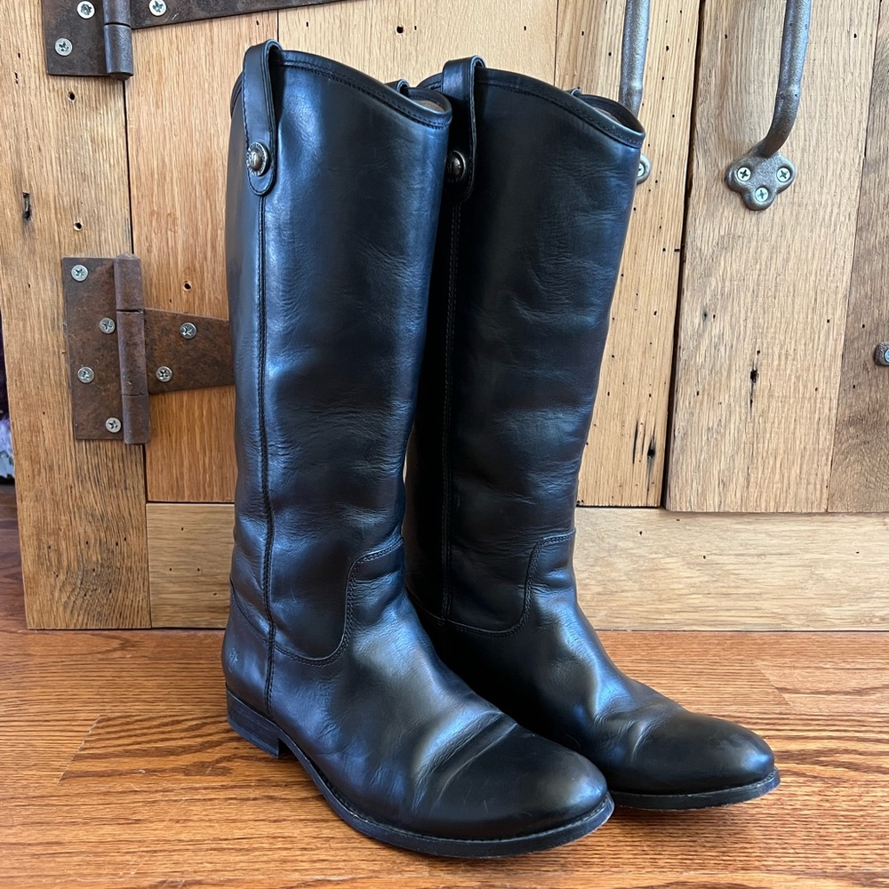 PRICE DROP: FRYE genuine leather extended calf black boots